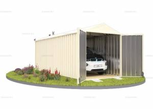 Хозблок SKOGGY секционный с двускатной крышей 6 х 2 м, слоновая кость