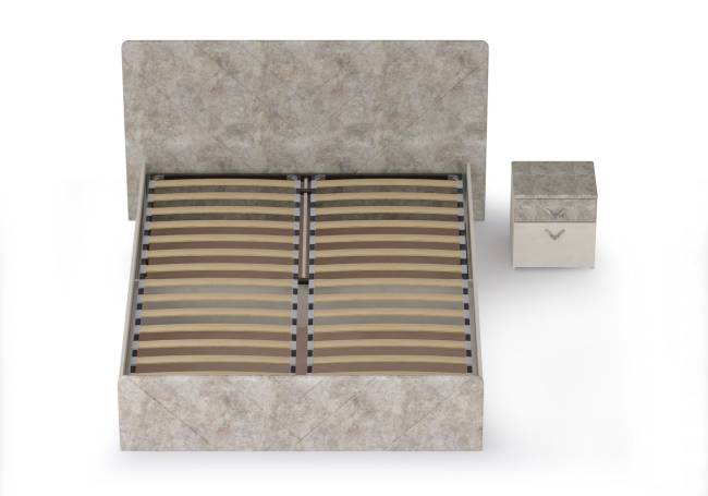Кровать 1600 с подъёмным ортопедическим основанием и тумбочкой Амели 11.31 цвет шёлковый камень/бетон чикаго беж