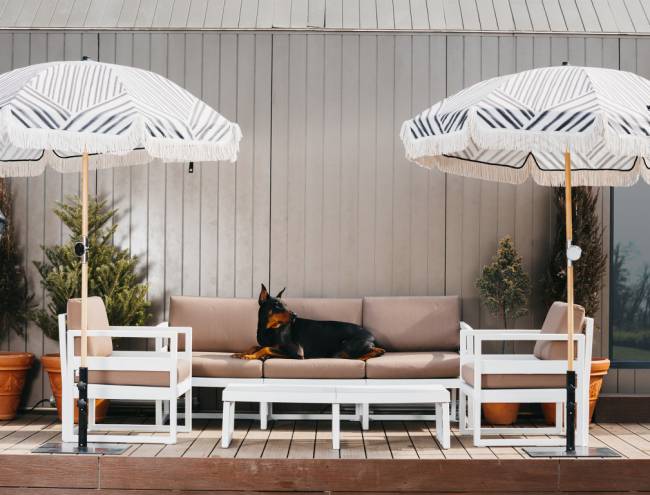 Комплект пластиковой мебели Mykonos XL белый, светло-коричневый