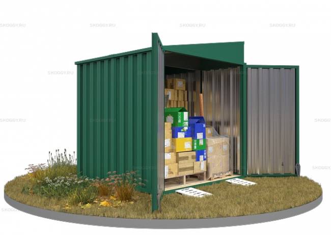 Хозблок SKOGGY секционный с односкатной крышей 2 х 2 м, зелёный мох Хозблок SKOGGY секционный с односкатной крышей 2 х 2 м, зелёный мох