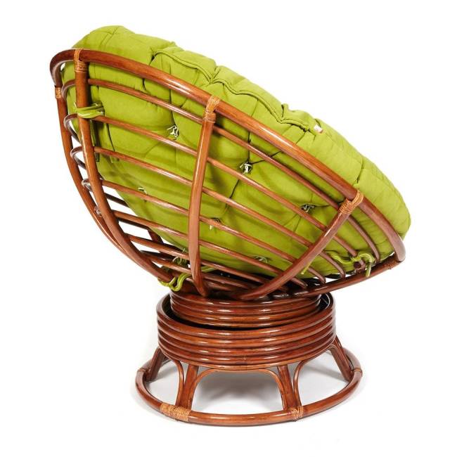 Кресло-качалка PAPASAN/ПАПАСАН w 23/01 B /с подушкой/ 115х78х104 см, Pecan (орех), флок Олива, 23 Pecan (орех)