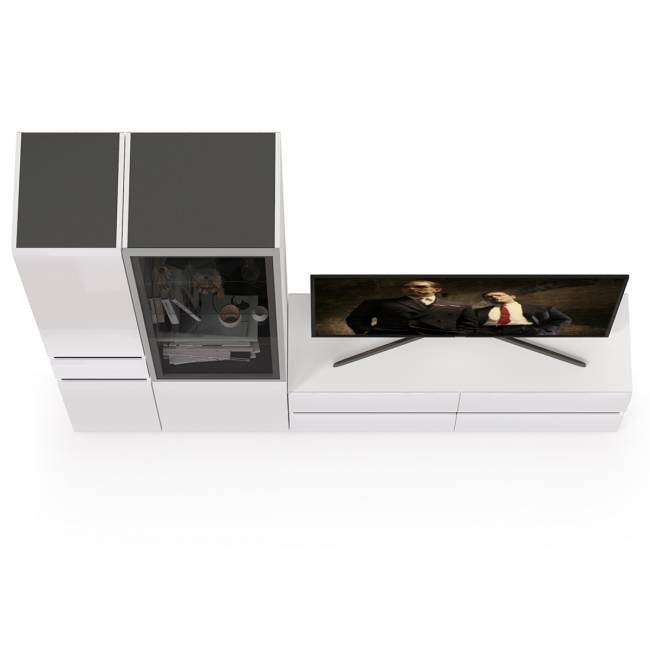 Сидней комплектация № 24 цвет белый/чёрный/фасады МДФ белый глянец Сидней комплектация № 24 цвет белый/чёрный/фасады МДФ белый глянец