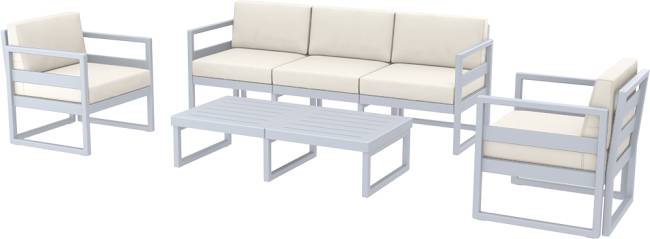 Комплект пластиковой мебели Mykonos XL серебристый, бежевый Комплект пластиковой мебели Mykonos XL серебристый, бежевый