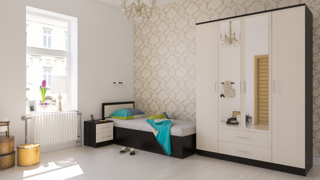 Кровать 900 с тумбой Фиеста цвет венге/дуб лоредо Кровать 900 с тумбой Фиеста цвет венге/дуб лоредо