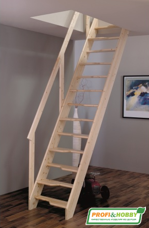 Мансардная лестница из ели М-011у Мансардная лестница из ели М-011у