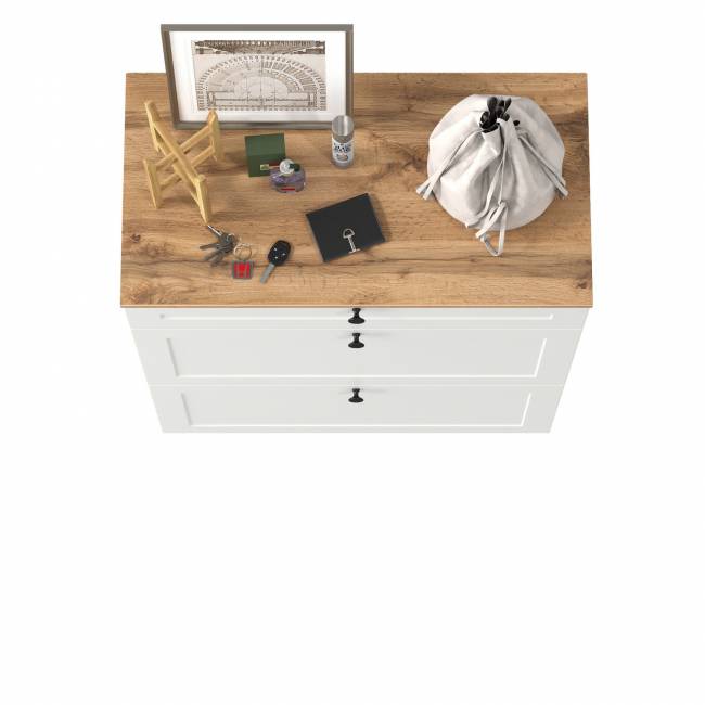 Тумба для обуви Остин 16.121 цвет белый шагрень/дуб крафт золотой