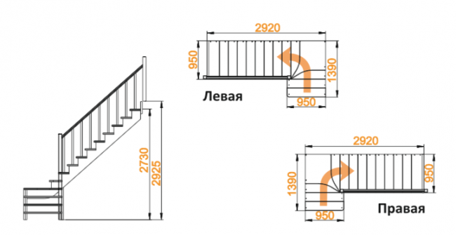 Деревянная лестница К-031м/1