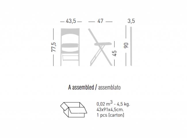 Стул пластиковый складной Compact черный 435х470х775 мм