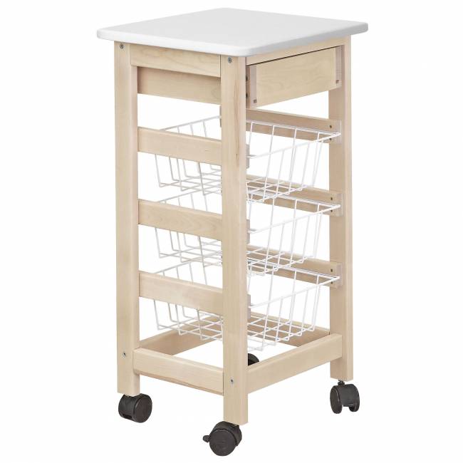 Тумба с ящиком и корзинами белый/лак Тумба с ящиком и корзинами белый/лак