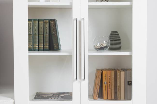 Комод для ТВ-аппаратуры с навесной полкой и широкий сервант Валенсия цвет белый шагрень Комод для ТВ-аппаратуры с навесной полкой и широкий сервант Валенсия цвет белый шагрень