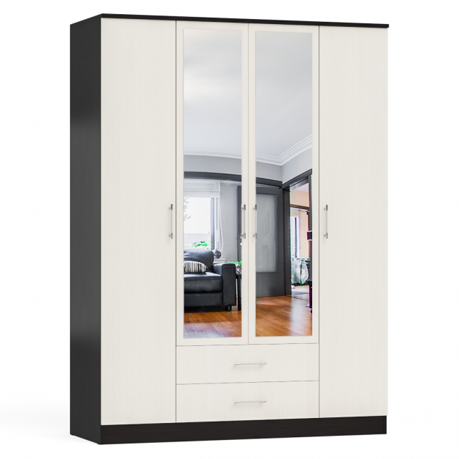 Гарнитур спальный Фиеста Кровать 1400 + Две тумбы + Шкаф 4-х створчатый цвет венге/дуб лоредо Гарнитур спальный Фиеста Кровать 1400 + Две тумбы + Шкаф 4-х створчатый цвет венге/дуб лоредо