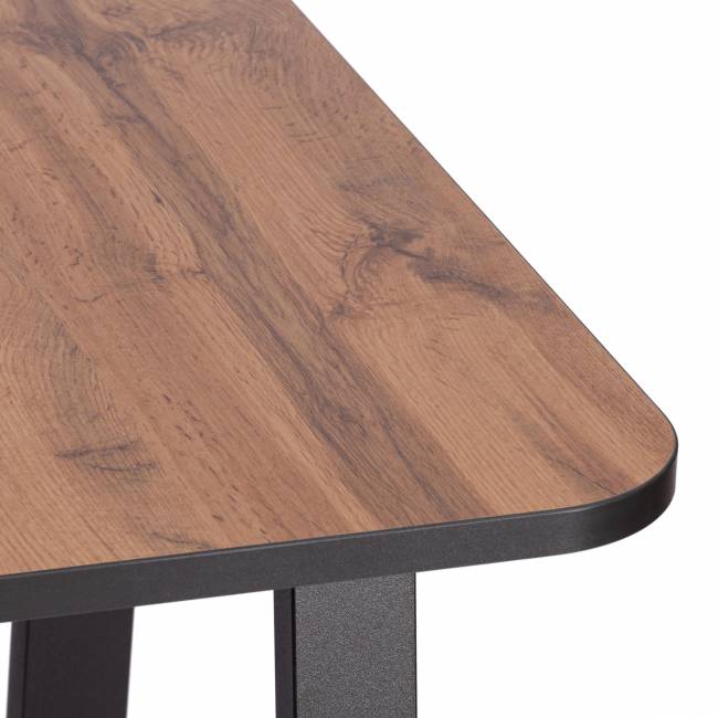 Стол MALTIDO ЛДСП/HPL/металл, 130 х 75+30 х 75 см, Дуб Вотан/чёрный Дуб Вотан/чёрный ЛДСП/HPL/металл