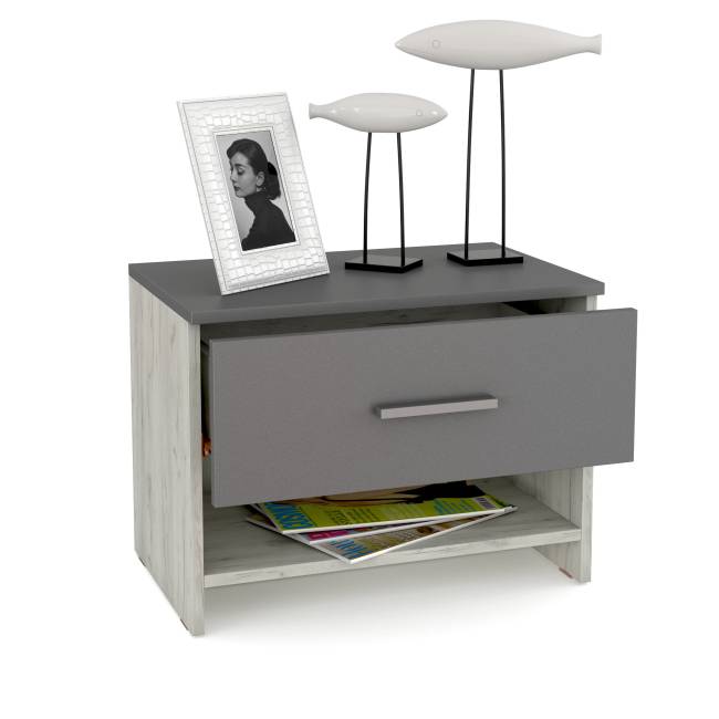 Юнона Тумба, цвет дуб белый/серый шифер