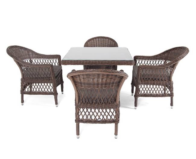 "Сицилия" обеденная группа плетеная, цвет коричневый "Сицилия" обеденная группа плетеная, цвет коричневый