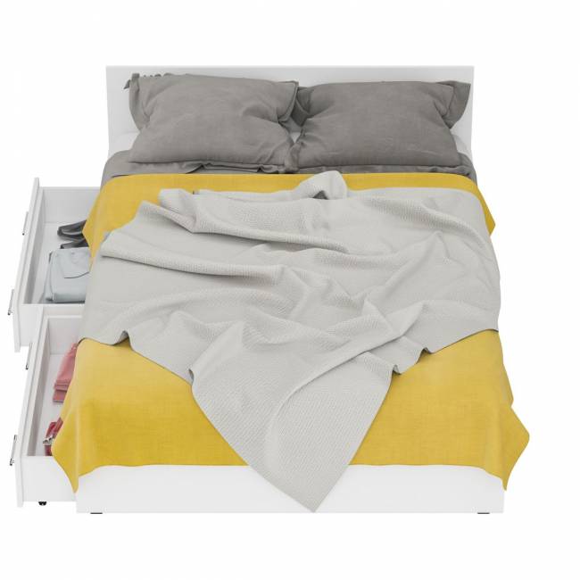 Кровать белая с ящиками Стандарт 1400 цвет белый