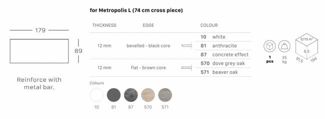 Столешница прямоугольная для подстолья Metropolis L антрацит 1800х900х12 мм Столешница прямоугольная для подстолья Metropolis L антрацит 1800х900х12 мм