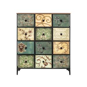 Комод Leset Лунет 12 ящ. Чёрный Мульти зеленый