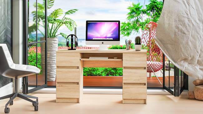 Компьютерный стол с двумя тумбами Мори МС-2 цвет дуб сонома Компьютерный стол с двумя тумбами Мори МС-2 цвет дуб сонома