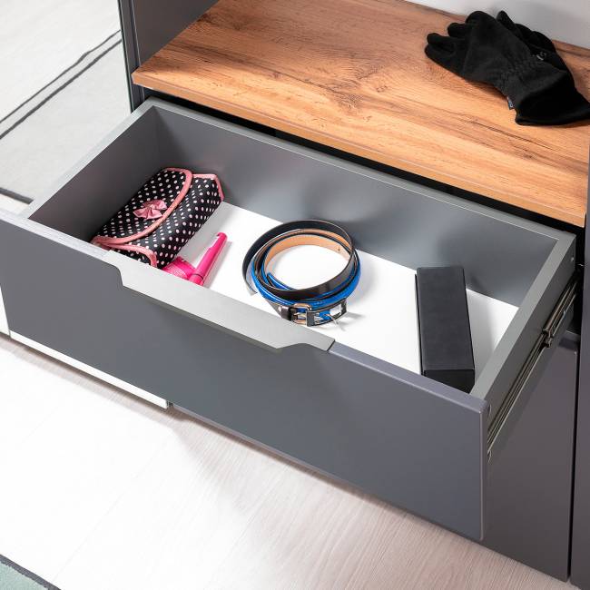 Тумба для обуви Октава 16.127 цвет серый графит/дуб крафт золотой Тумба для обуви Октава 16.127 цвет серый графит/дуб крафт золотой