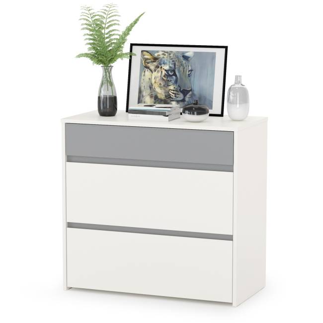 Два письменных стола и два комода Торонто цвет белый шагрень/стальной серый