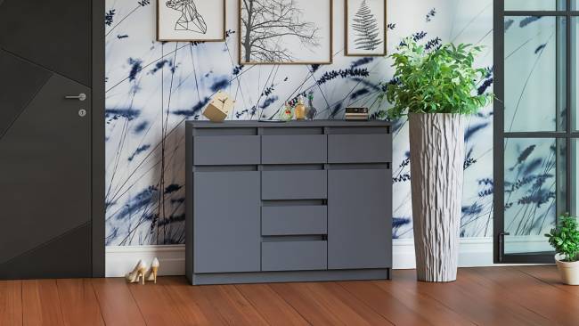 Комод с ящиками и дверками Мори МК1200.4 цвет графит