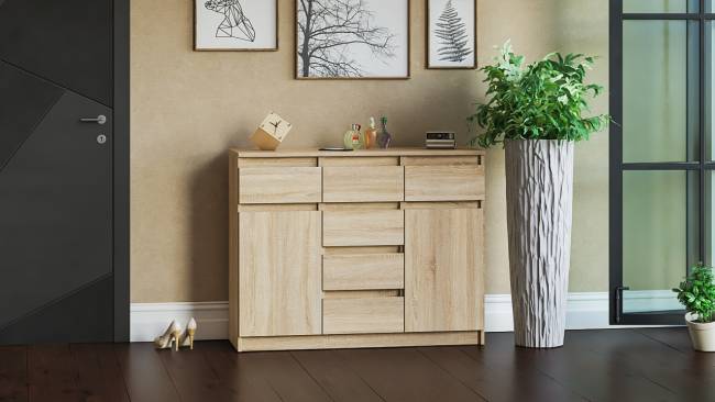 Комод с ящиками и дверками Мори МК1200.4 цвет дуб сонома