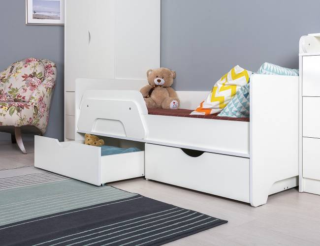Кровать детская с ящиками со шкафом Уна цвет белый Кровать детская с ящиками со шкафом Уна цвет белый
