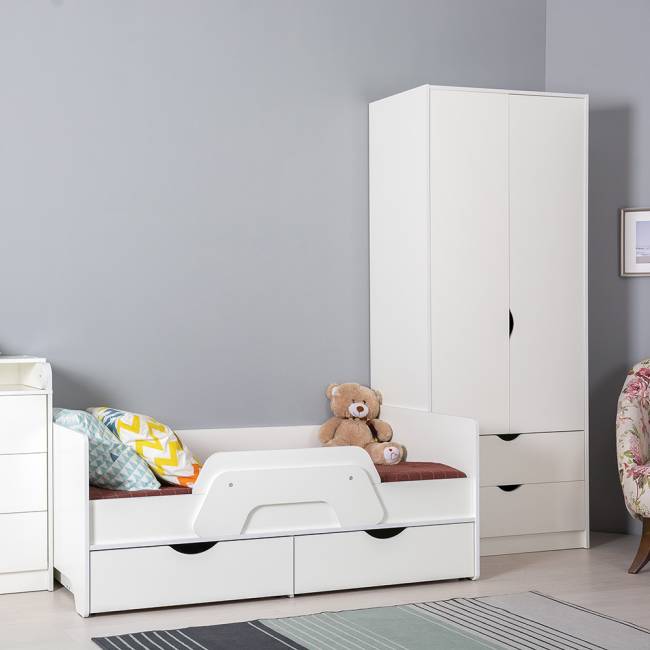 Кровать детская с ящиками со шкафом Уна цвет белый Кровать детская с ящиками со шкафом Уна цвет белый