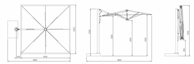 Зонт профессиональный 2.9х2.9 м Astro Starwhite белый, белый 2900х2900 мм Зонт профессиональный 2.9х2.9 м Astro Starwhite белый, белый 2900х2900 мм