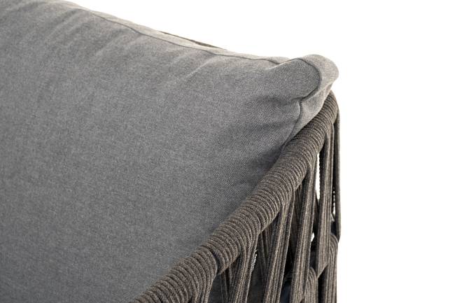 "Диего" лаунж-зона 4-местная плетеная из роупа (веревки), каркас алюминиевый темно-серый, роуп темно-серый