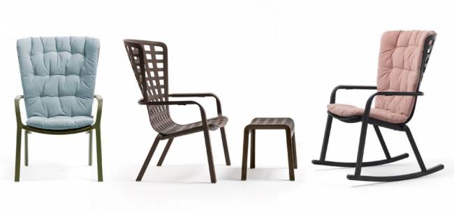 Кресло-качалка пластиковое с подушкой Folio антрацит, голубой 720х810-925х1190-1125 мм Кресло-качалка пластиковое с подушкой Folio антрацит, голубой 720х810-925х1190-1125 мм