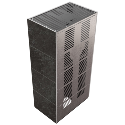 Каминокомплект Kratki PRO FLOKI NATURALI NERO GRECO, угловое стекло слева