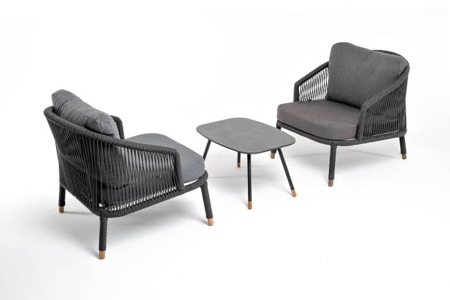 "Верона" лаунж-зона 5-местная плетеная из роупа (веревки), каркас алюминиевый темно-серый, роуп темно-серый "Верона" лаунж-зона 5-местная плетеная из роупа (веревки), каркас алюминиевый темно-серый, роуп темно-серый