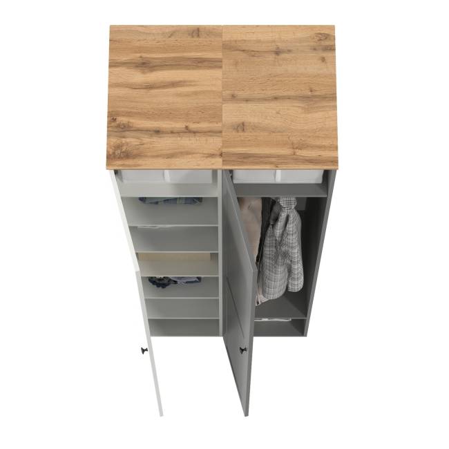 Два шкафа-пенала Остин цвет белый шагрень/серый графит/дуб крафт золотой