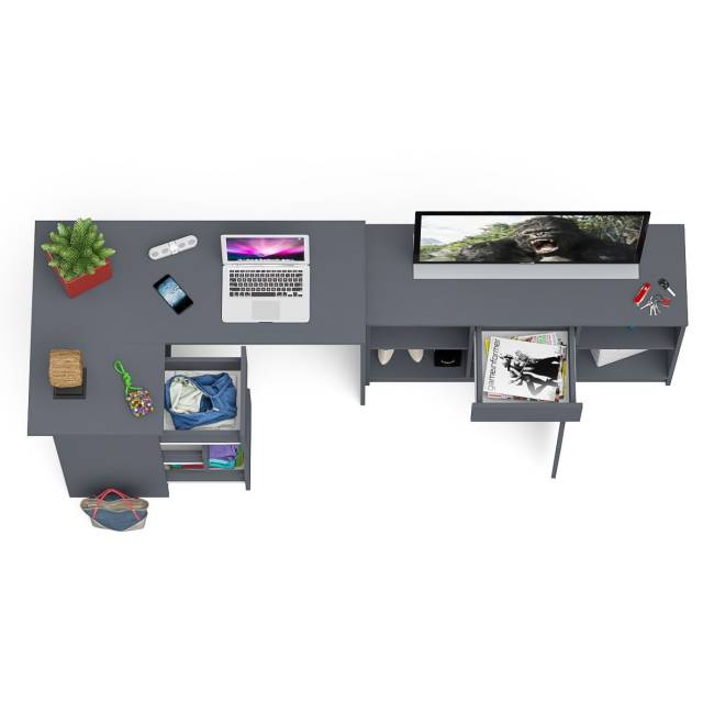 Тумба Мори МТВ1204.1 и стол компьютерный угловой МС-16 левый цвет графит