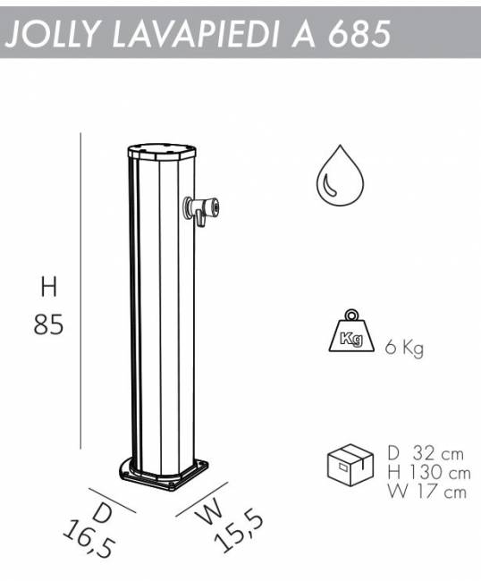 Душ уличный для ног Jolly Lavapiedi A 685 антрацит 165х155х850 мм Душ уличный для ног Jolly Lavapiedi A 685 антрацит 165х155х850 мм