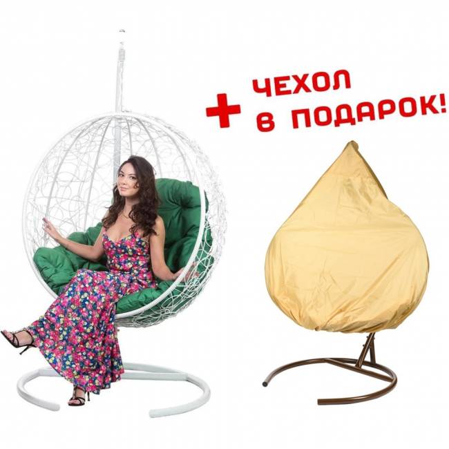 Плетеное подвесное кресло "Kokos White" Плетеное подвесное кресло "Kokos White"