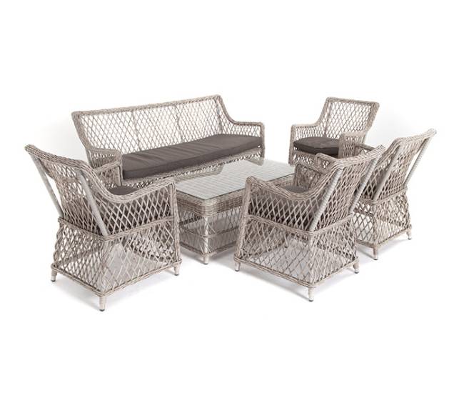 "Асти" лаунж-зона из искусственного ротанга на 6 персоны, цвет бежевый "Асти" лаунж-зона из искусственного ротанга на 6 персоны, цвет бежевый