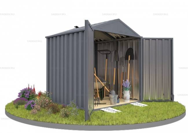 Хозблок SKOGGY секционный с двускатной крышей 2 х 2 м, брутальный серый