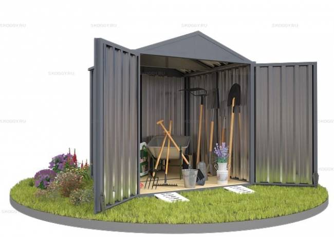 Хозблок SKOGGY секционный с двускатной крышей 2 х 2 м, брутальный серый