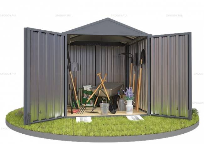 Хозблок SKOGGY секционный с двускатной крышей 2 х 2 м, брутальный серый