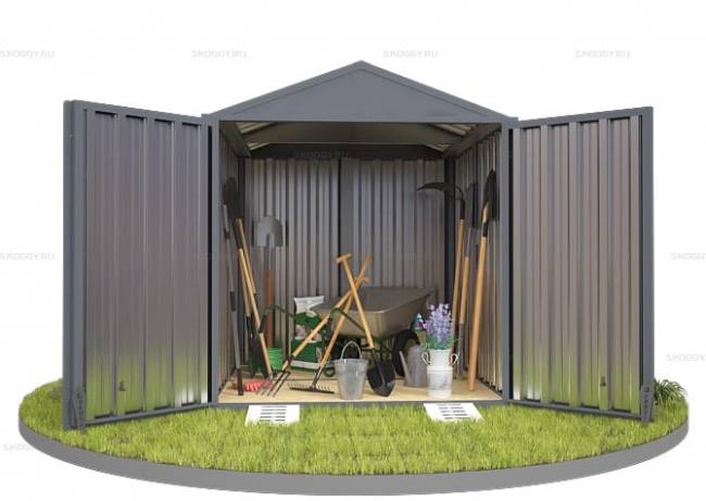 Хозблок SKOGGY секционный с двускатной крышей 2 х 2 м, брутальный серый
