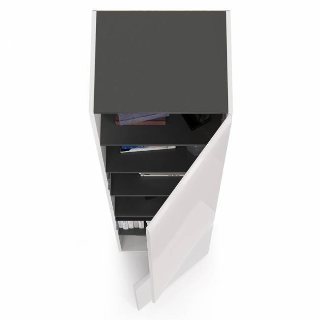 Шкаф Сидней 13.200 цвет белый/чёрный/МДФ белый глянец