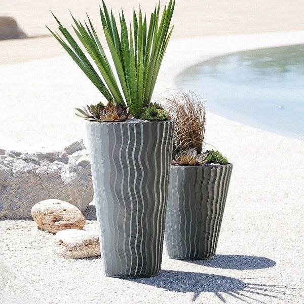 Кашпо для цветов SANDY  серый 2 предмета 18 и 37л