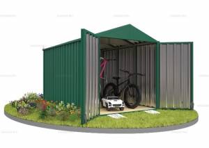 Хозблок SKOGGY секционный с двускатной крышей 4 х 2 м, зелёный мох