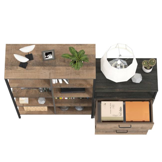 Стеллаж 13.151.02 с комодом с ящиками Трувор цвет дуб гранж песочный/интра Стеллаж 13.151.02 с комодом с ящиками Трувор цвет дуб гранж песочный/интра