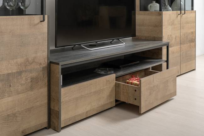 Стеллаж 13.151.02 с комодом с ящиками Трувор цвет дуб гранж песочный/интра Стеллаж 13.151.02 с комодом с ящиками Трувор цвет дуб гранж песочный/интра