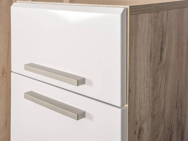 Прихожая Лайн № 3 цвет дуб крафт серый/фасады МДФ белый глянец