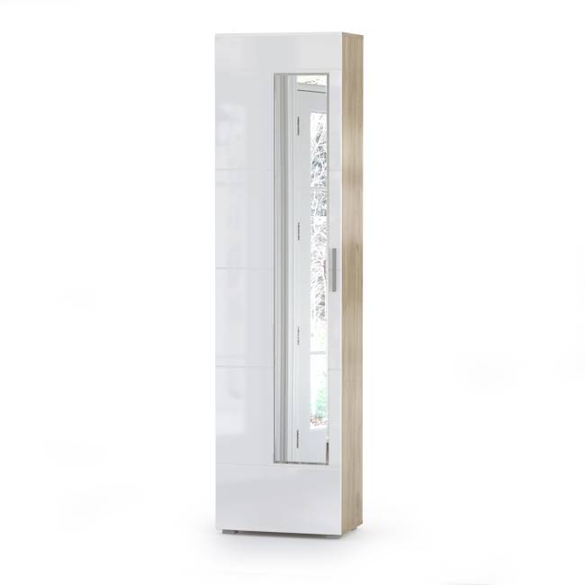 Прихожая Лайн № 3 цвет дуб крафт серый/фасады МДФ белый глянец