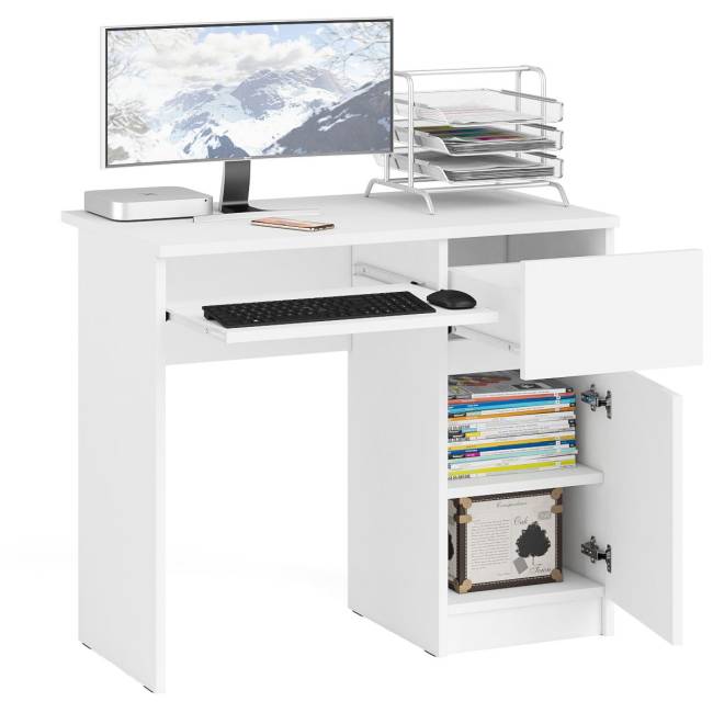 Стол компьютерный Мори МС-1 правый цвет белый